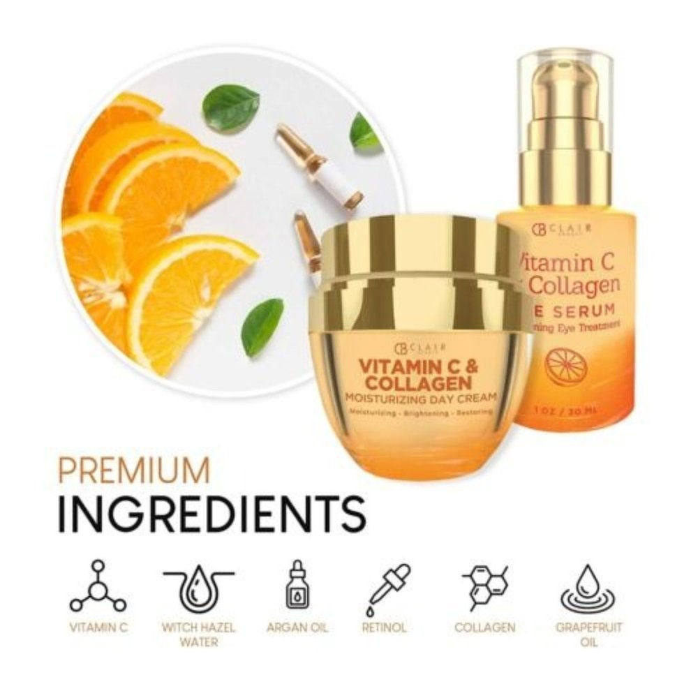 Clair Beauty - Vitamin C & Collagen : Eye Serum & Moisturizing Day Cream Set